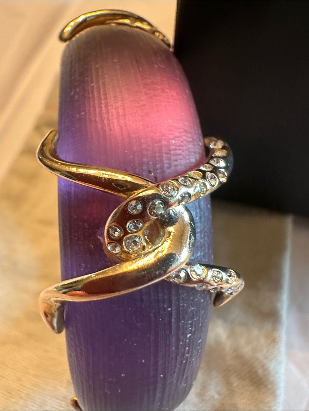 Alexis Bittar Purple Ombre Lucite Bangle with Crystal Snake Wrap - Picture 3 of 3